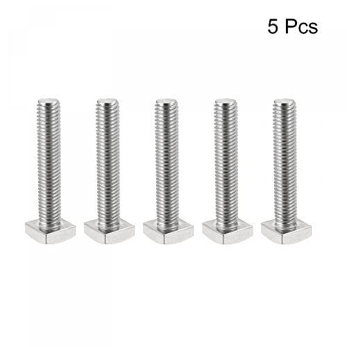 Image of uxcell Square Head Bolt, 5pcs M8x50mm Fully Thread 304 Stainless Steel Grade C Square Machine Screws