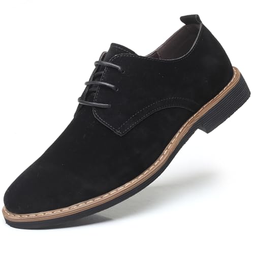 Men's Suede Lace-up Business Formal Dress Derby Shoes Suit Dressy Oxfords Wedding Oxford Flats