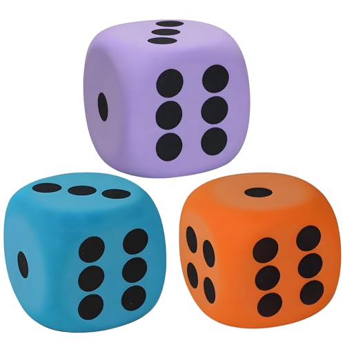 BDBFPAN 3 Stück 6 cm Würfel Mit Abgerundeten Kanten Schaumstoffwürfel Groß Spielwürfel Ideal Für Familien Schulen Und Kindergärten Perfekt Für Lernspiele Und Partyspiele