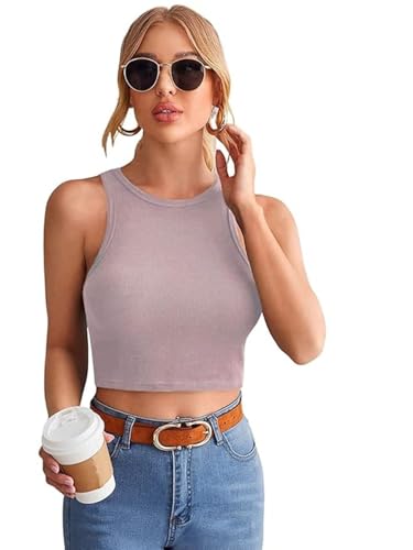 Image of Leriya Fashion Women's & Girls' Solid Asymmetrical Round Neck Cotton & Rayon Crop Top