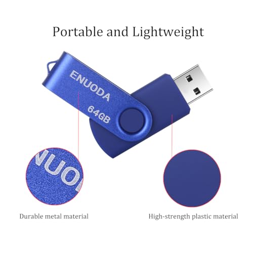 Image of 64GB Flash Drive ENUODA 1 Pack Thumb Drive 64GB USB 2.0 Memory Stick Jump Drive Pen Drive for File Storage and Data Transfer (Blue)
