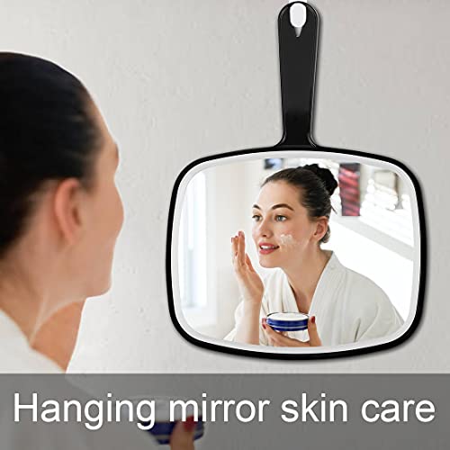 Nothers Large Hand Mirror With Handle， For Vanity Makeup Home Salon Travel Use (Square Black 10.3"X7.3") #TOP3