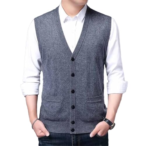 Mens Winter Fashion Knit Sweater Vest V Neck Woolen Casual Sleeveless Cardigan