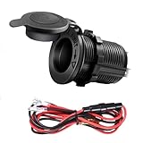 Fogfar 2 PCS Car Cigarette Lighter Socket, GPS Power Socket Waterproof Cigarette Lighter Female Socket with 3.2Ft Fuse, 12-24V Cigarette Lighter Replacement, Universa for Cars Motorcycles ATV (Black)