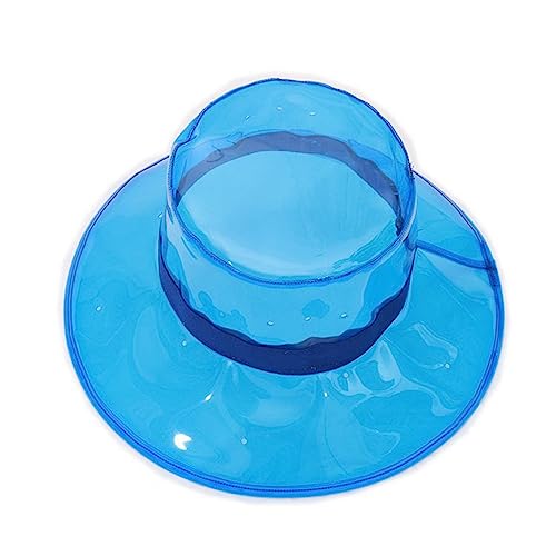 QQY Sombrero de Fiesta led, LED Transparente, Impermeable, Alero Ancho, Sombrero de Lluvia Transparente de PVC para Hombres y Mujeres (Azul)