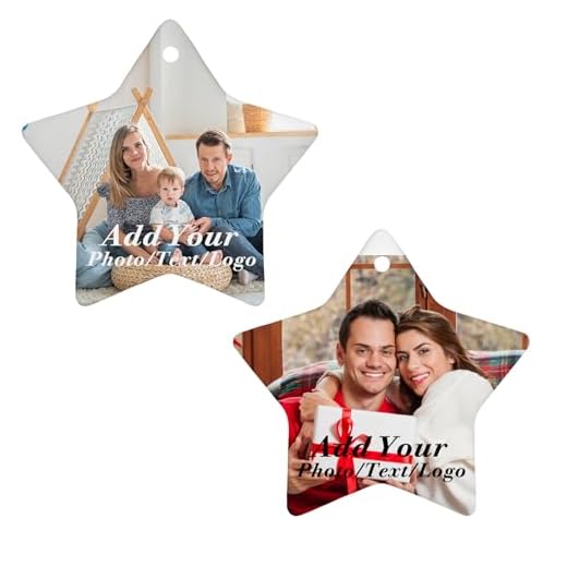 Custom Ornaments Personalized Photo Ornament Custom Photo Memorial Ceramics Ornaments Customized Christmas Ornament Decor Wedding Gifts for Family Friends (Stars)