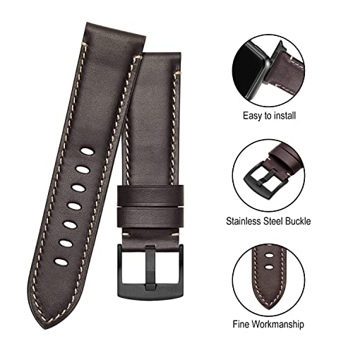 Avohome Genuine Leather Watch Strap Compatible with Apple Watch Band (38/40/41mm, Carbon Purple-Black Buckle) - Image 4