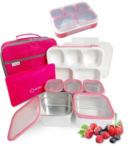 kinsho Stainless Steel Bento Lunch Box Set for...