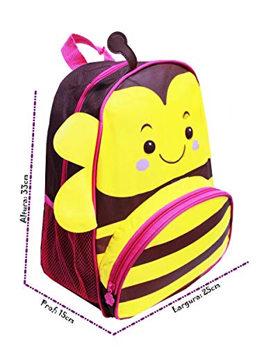 Mochila Escolar Infantil Zookids Impermeável Unicórnio Vaquinha Abelhinha Marrom Verde Rosa Costas C