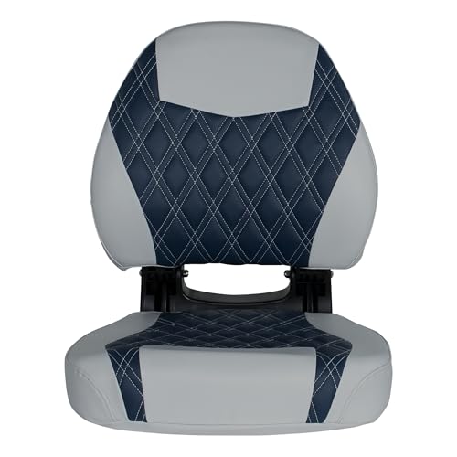 Lippert Sunset Collection Folding Pontoon Boat Seat, Contoured Foam Cushioning, Durable Marine-Grade Vinyl, Poly Frame, Pedestal Not Included, 19" L x 19" W x 22.5" H - 2024023317