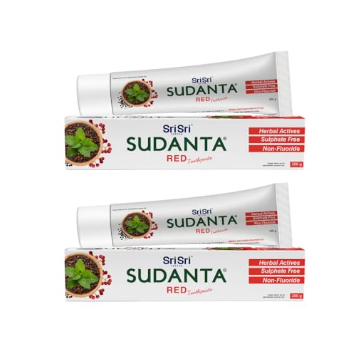 Image of Sri Sri Tattva Sudanta Red Ayurvedic Toothpaste | Herbal Actives for Fresh Breath, Strong Gums & Cavity Protection | Sulphate-Free, Non-Fluoride, Natural Oral Care | 200g (Pack of 2)