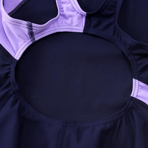 Image of Kids Girls Athletic Swimsuit One Piece Solid Swimwear for Practice and Competition in Black and Navy Bathing Suit