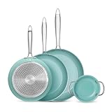 JADECOOK Juego 4 Sartenes 12, 20, 24 y 28 cm con 6 Capas Recubrimiento Antiadherente Libre Toxicos compatible con Estufa de...