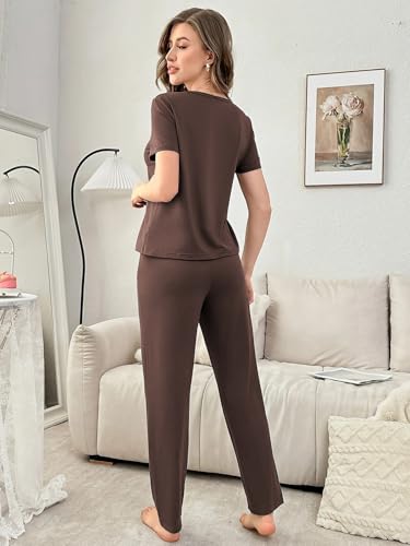 Image of Women's Korean Style Night Suit Set | Cotton Half Sleeve Top & Pyjama Set | Round Neck Printed Nightsuit | Comfortable Nightwear & Loungewear for Women | Sleepwear Pjs Lounge Set |Co-ords Outfit