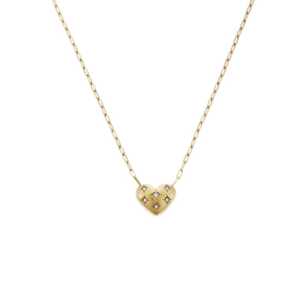 Fossil Damen goldfarbenes Edelstahlcollier mit herzförmigem Anhänger mit Karabinerverschluss – Bild 3