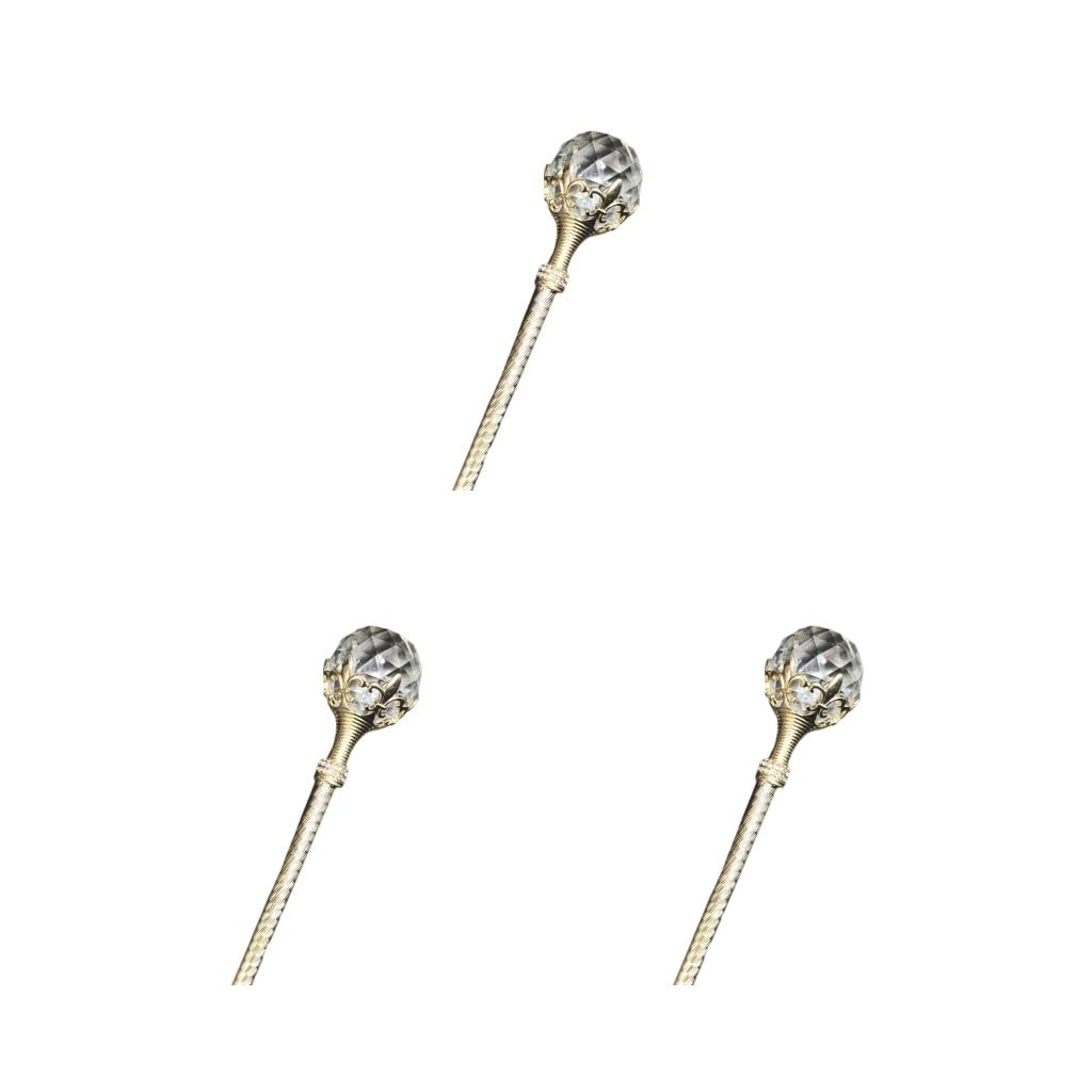 Set di 3 bacchette da regina scettro con sfera di cristallo, per feste in costume, colore: oro