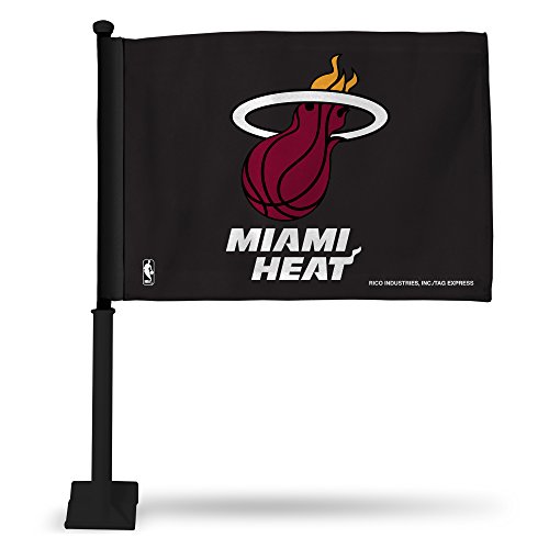 Rico Industries NBA Basketball Miami Heat Alternate Double Sided Car Flag W Black Pole 16 x 19.5-
