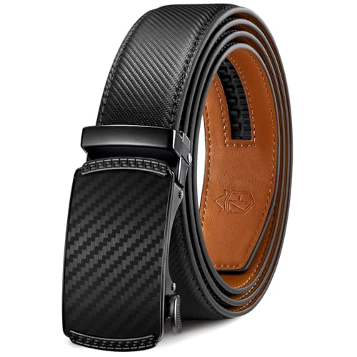Image of Zitahli Belt Men,Leather Ratchet Belt for Men Dress Casual Every Day with Adjustable Buckle,Trim to Fit For Gift