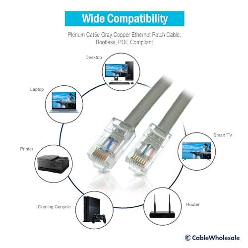 Cable Ethernet Patch Cat5e Plenum 25 pies Gray miniatura 5