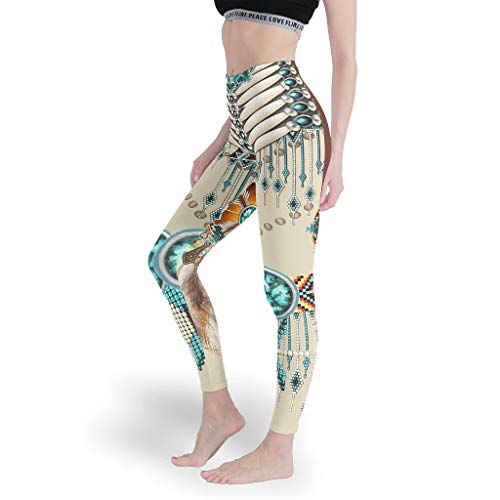 Native American Mandala Dreamcatcher Printed Women s Leggings Soft Yoga Pants Thin for Running White m