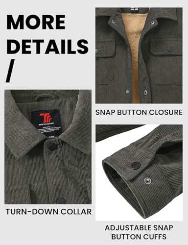 Image of TBMPOY Men's Corduroy Jacket Fleece Sherpa Winter Trucker Work Cargo Coat | Warm,Thick,5 Pockets,Turn-down Collar,Casual,Travel