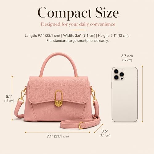 Image of Crossbody Bag for Women Shoulder Handbag PU Leather Satchel Purse with Top Handle Gold Turn Lock Adjustable Strap