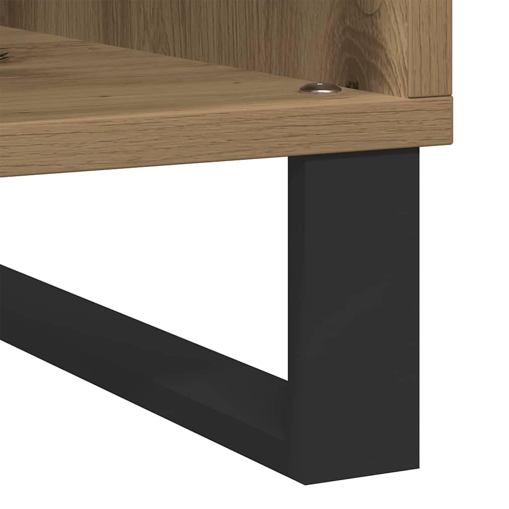 Armadietto per dischi in rovere Artisan, 100 x 38 x 48 cm | Armadio multimediale retrò per soggiorno realizzato in legno resistente con 6 scomparti aperti per LP.
