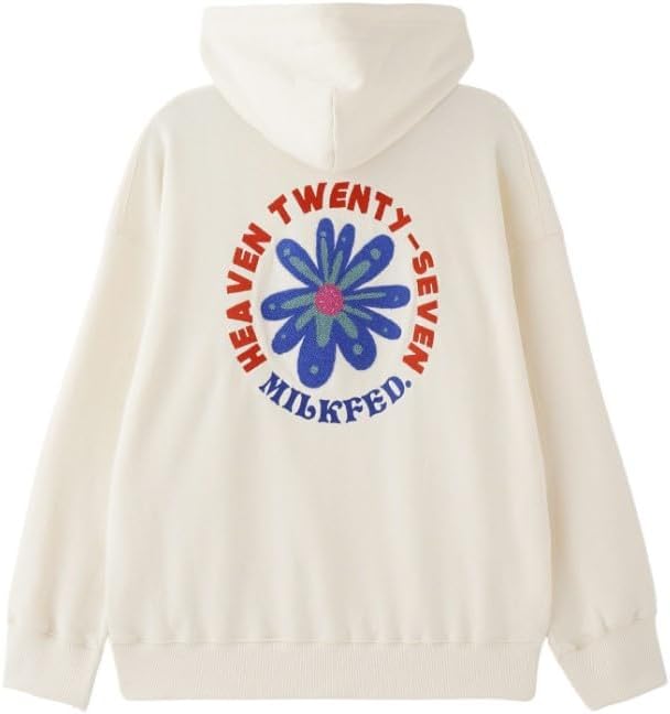 [ミルクフェド] フード付きトレーナー EMBROIDERD FLOWER SWEAT HOODIE レディース