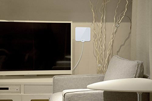 TV Antenna - 1byone Thin and Shiny Indoor Hdtv Antenna, Indoor TV Digital HD Antenna 4K HD Freeview Life Local Channels with 16.5 Feet Extra Long High Performance Coaxial Cable