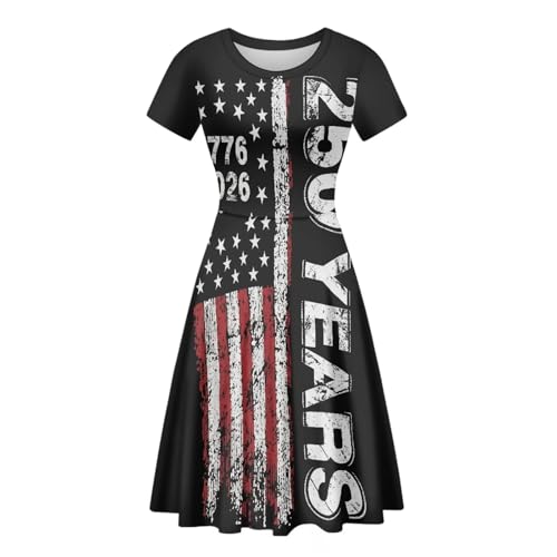 Image of AFPANQZ Womens Casual Summer Lightweight Vintage Dress Short Sleeve Midi Dress Knee-Long Luxury Formal Dress