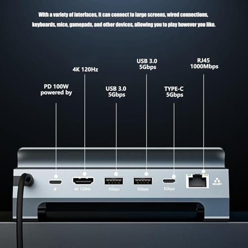 Base USB C para Steam Deck con HDTV 4K 120Hz y carga rápida PD100W 4