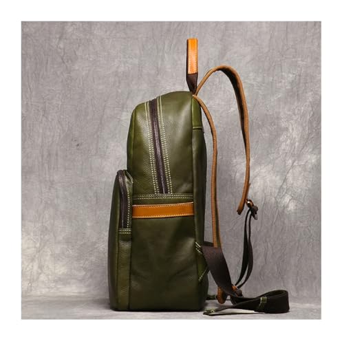 Vintage Leather Mens Backpack Cowhide Travel Backpack For Men(Green)4