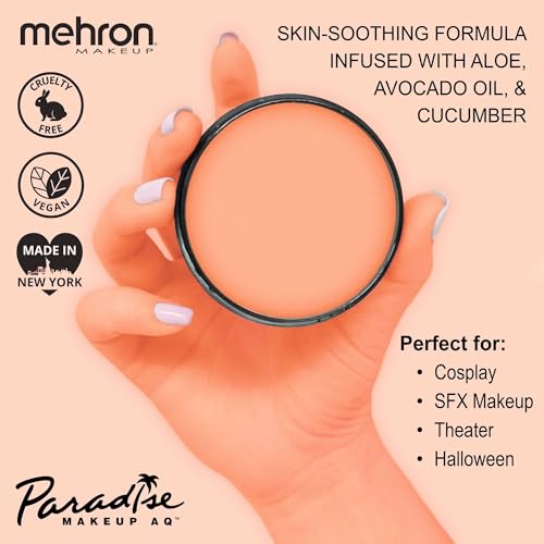 Image of Mehron Makeup Paradise Makeup AQ Pro Size | Stage & Screen Performance, Face & Body Painting, Beauty, Cosplay, and Halloween | Water Activated Face Paint, Body Paint 1.4 oz (40 g) - Pastel Orange