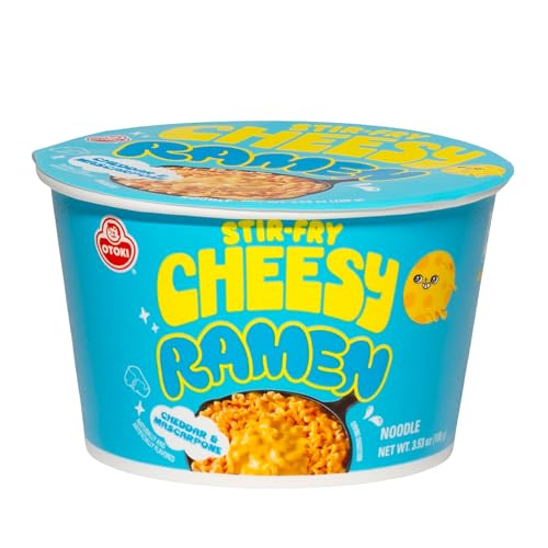 Cheesy Ramen (Bowl) – Cheddar Flavor | Non-Spicy, Creamy & Savory Korean Instant Bowl Noodles, 3.17 oz (Pack of 6)