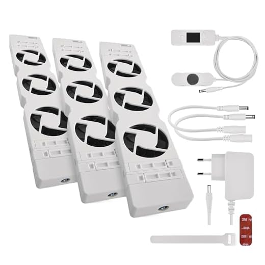 EMOS ventilador calefactor TRIO, 3 unidades, sensor temperatura y regulador, cargador, accesorios, flujo aire 36 m³/h, ahorro energía