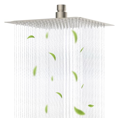 Hibbent All Metal 8 Inch Shower Head, High Pressure Stainless Steel Rain Showerheads, Bathroom Rainfall Showerhead with Ultra-thin Design, Adjustable Brass Ball Joint, Silicone Nozzles, Brus