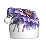Woshuwo Weihnachtsmütze mit lila Chrysanthemen und Blumen, für Erwachsene, Weihnachtsmannmütze