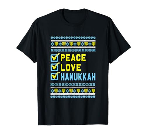 Peace Love Hanukkah Menorah Retro Janucá camisa de regalo judía Camiseta