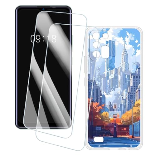 OAGELIM 2�Z�b�g �X�N���[���v���e�N�^�[ + �P�[�X Oukitel C25 (6.52 �C���`) �Ƃ̌݊������� �A�[�e�B�X�e�B�b�N�J�X�^���v�����g�J�o�[�Ƌ����K���X�t�B���� �X�N���b�`�h�~ (�X)
