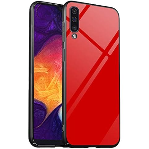 Luhuanx Case for Samsung Galaxy A50, Samsung A30 Case, Tempered Glass Quality Pattern Back + TPU Side Slim Case for Galaxy A50, A50s, A30s in 6.4 Inch (2020) Samsung A50s Case (Red) Cover
