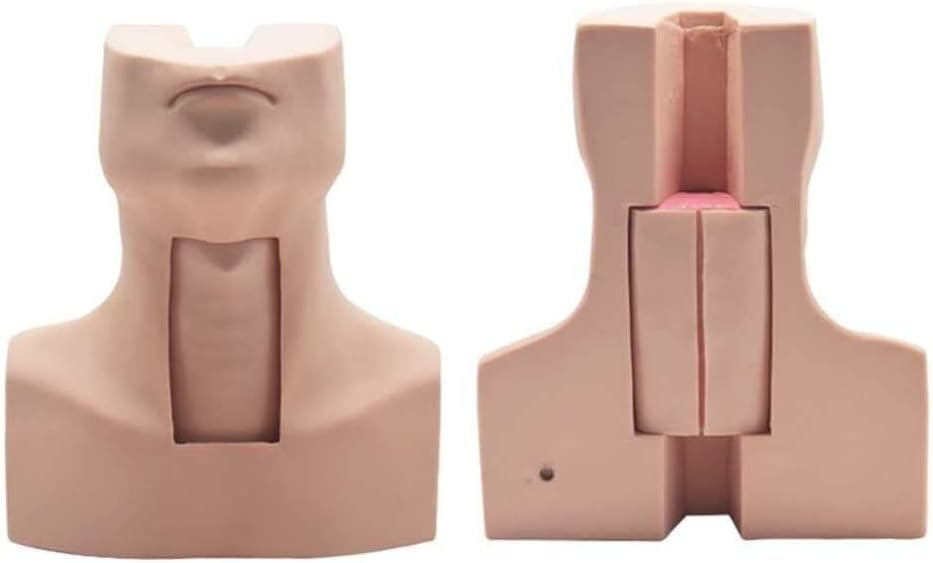 Tracheostomy Simulator Model Cricothyrotomy Care Training Manikin with 4X Simulated Trachea, 4X Neck Skin and Aluminum Case