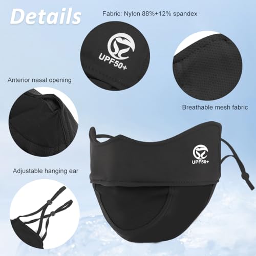 Image of SANNIDHI Face Cover Mask for Women UPT 50+ Protection Summer Driving Face Mask with Adjustable Ear Loops Mesh Breathable Masks - Reuseable & Washable