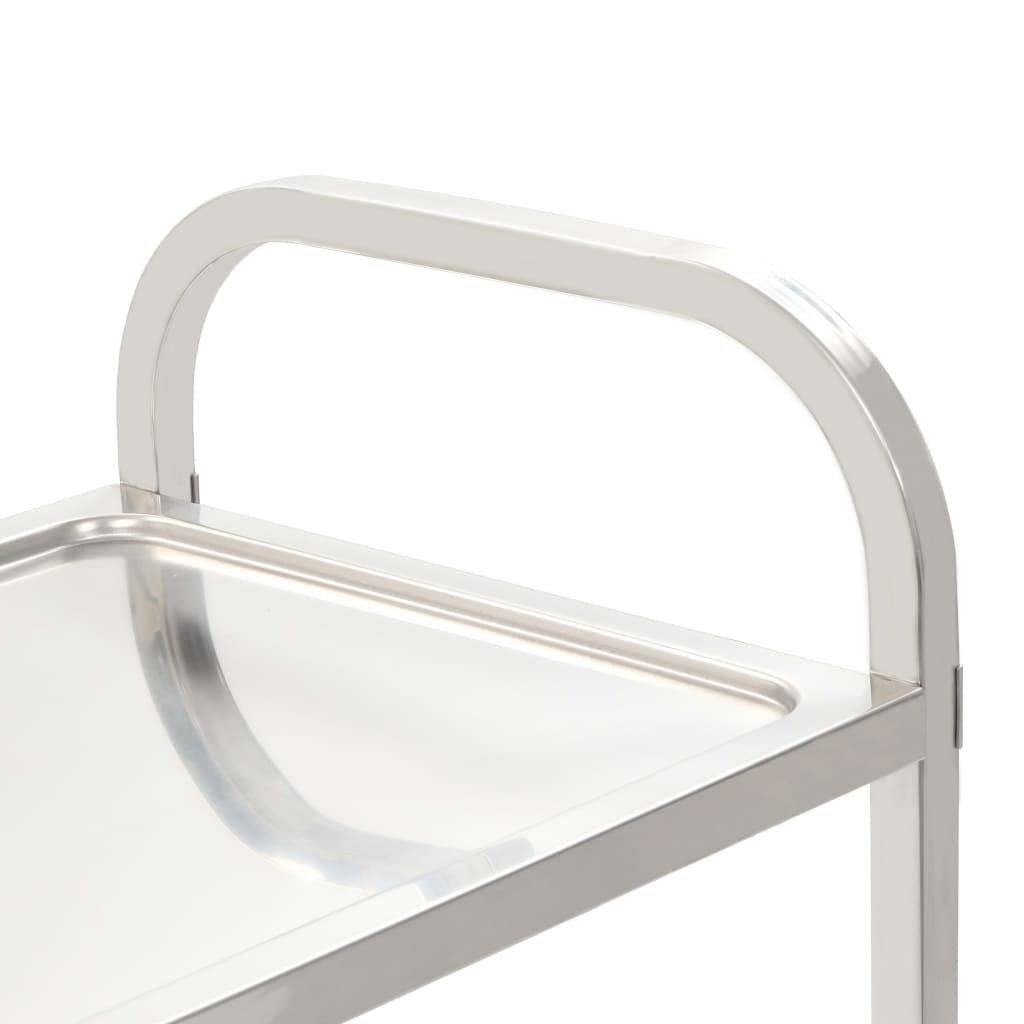 Carro de cocina genérico de 2 niveles 96,5 x 55 x 90 cm, acero inoxidable, carro de transporte platos bebidas con ruedas silenciosas y frenos, para servir y guardabosques
