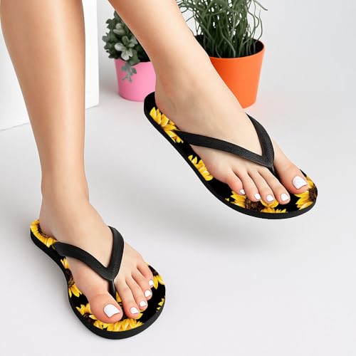 Flip Flops for Unisex Beach Rubber Comfortable Cushion Walking Thong Sandals Yoga Mat Light Vacation Non-Slip Bathroom Shower Shoes Casual Summer Two-Tone Slippers Indoor Outdoor Soles 7