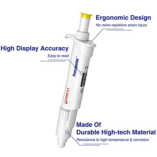 4E's Usa Adjustable Volume 1000-5000Μl Pipette - Iso 8655 Calibrated Pipette With Autoclavable Lower Portion, Universal Tip Cone Single Channel Pipettes, High Precision Pipettor, Model Ppt200108 #TOP1