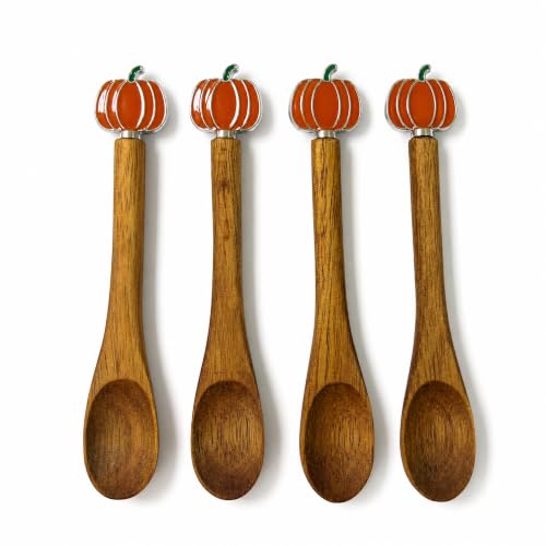 4PCS Acacia Wooden Coffee Spoons, 5.1 Inch Mini Teaspoons