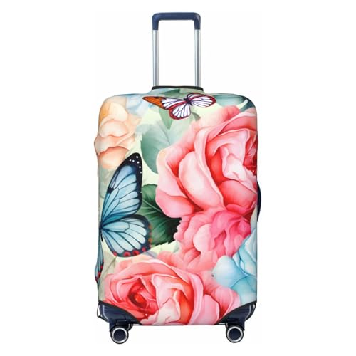 Colorful Flower Butterfly Travel Luggage Cover for Suitcase Anti-Scratch Fashion Suitcase Protector Washable Elastic Baggage Covers Fits 18-21 Inch Luggage for Travel Beach Holiday - Main Image