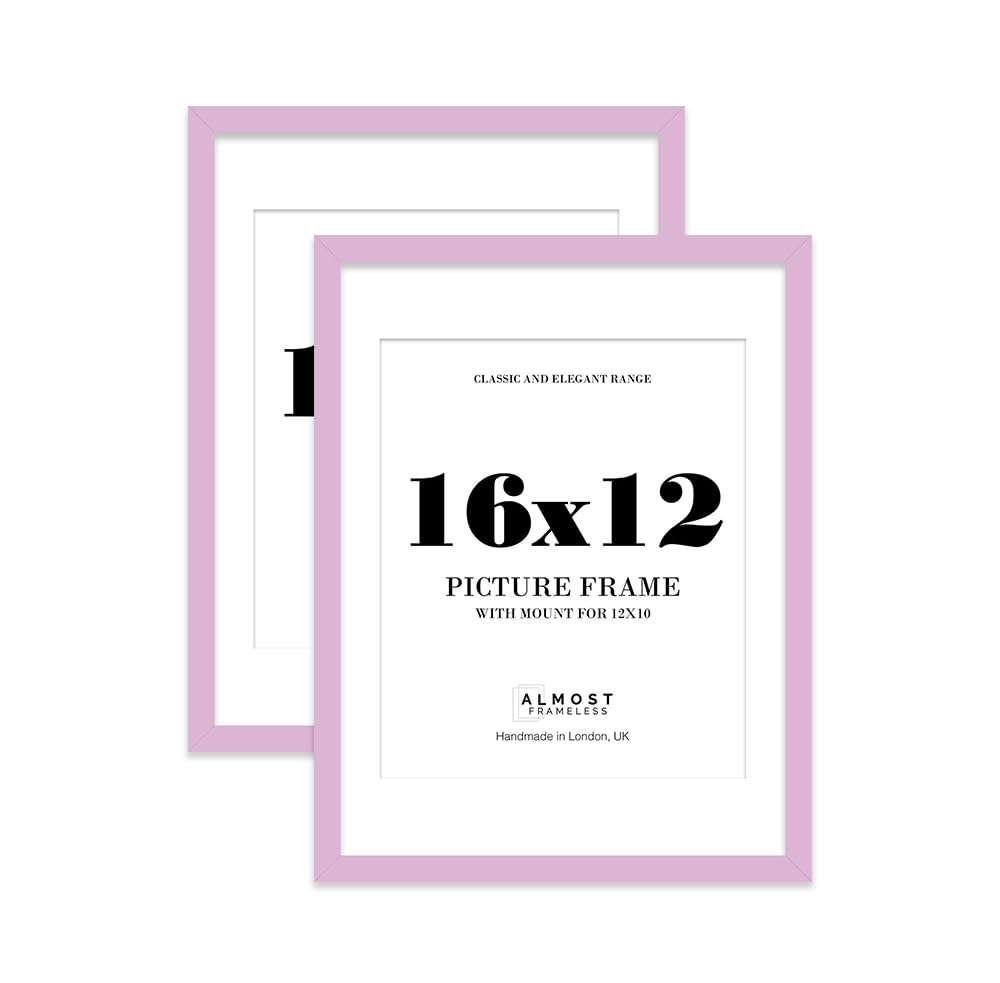 Lilac Picture Frame 16x12 With 12x10 Mount for Photos - Wall Display, Landscape or Portrait, 2 Pack