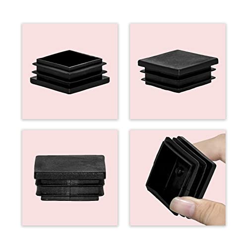 Image of Flyshop 38 x 38 mm, 1.5 inch x 1.5 inch Black Plastic Hole Plugs Square Tubing End Caps Tube Inserts Durable Furniture Glide for Chair Table Stool Leg 8 Pack