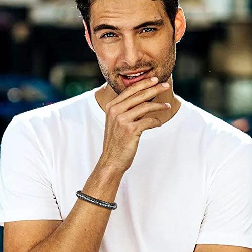 Joycuff Father's Day Gift For Men, To My Man Gifts, Men's Bracelet For Boyfriend Son Husband Dad Brother, Christmas Gift For Husband, Fashion Leather Bracelet 9 Inch Jewelry #TOP1